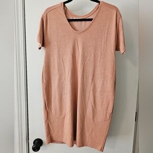 Zara Shift Dress Coral Pockets Raw Hem Slip-over Size Small